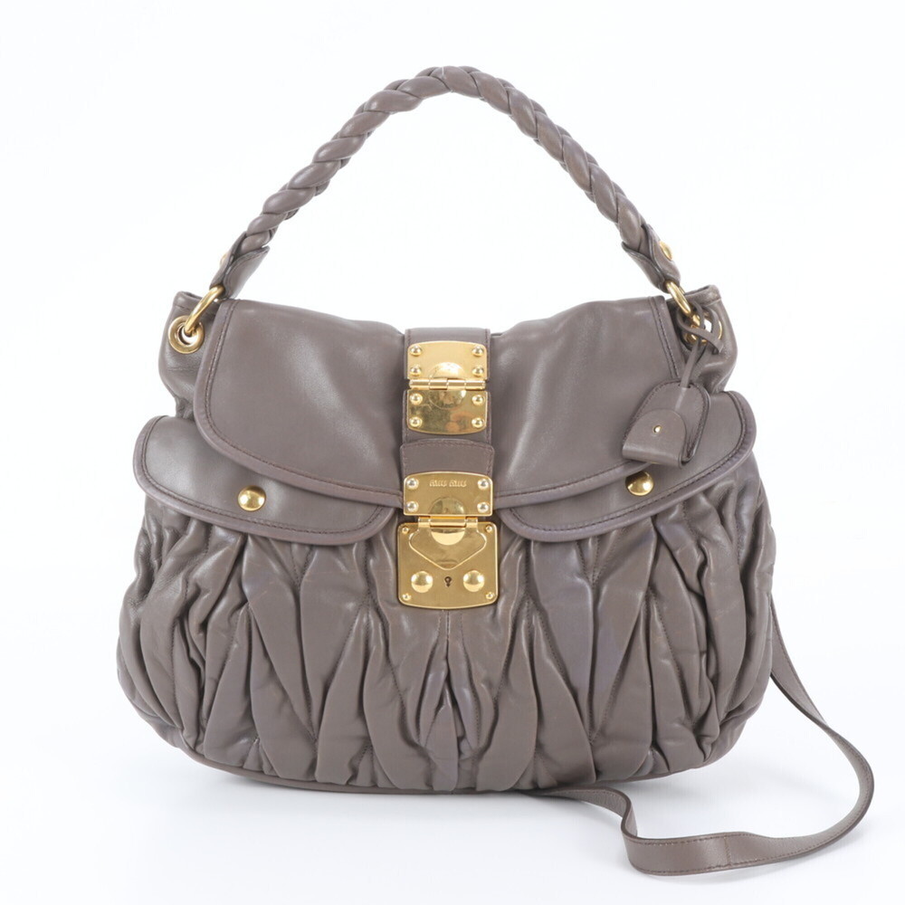 Miu Miu Miu Matelassé Coffer Leather 2-Way Shoulder Bag, Handbag, Tote Bag fo...